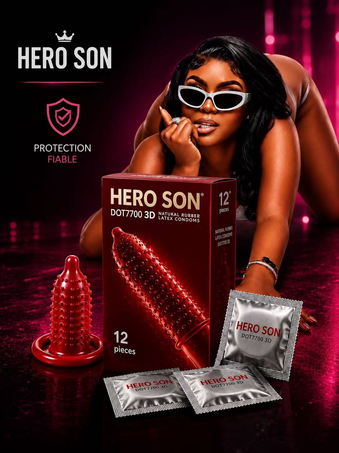 HERO SON –Pack 12 Préservatifs à Picots + 3 Lubrifiants Le Pack Plaisir Complet
